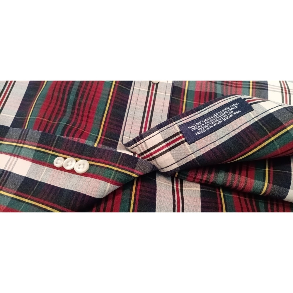 mens shirt size L Long Sleeve button up 90s y2k colorful plaid old money preppy - Picture 7 of 11